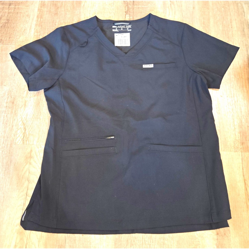 Ariat AriatTEK Clara Stretch Utility SS Scrub Top Womens M Black